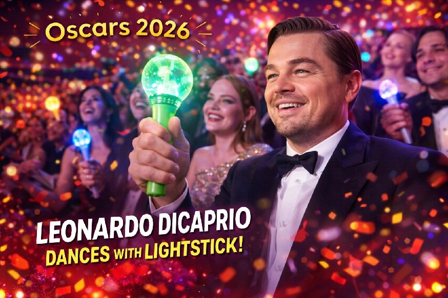 Leonardo DiCaprio Dancing with Lightstick Oscars Video