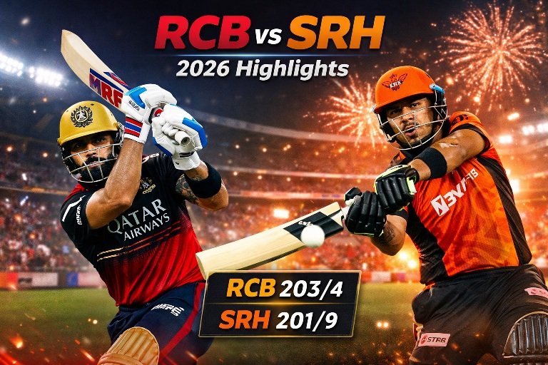 RCB vs SRH highlights 2026 Virat Kohli batting during IPL match