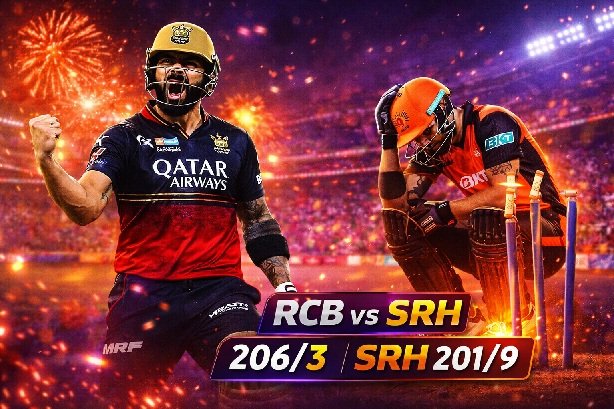 RCB vs SRH highlights 2026 Virat Kohli batting during IPL match