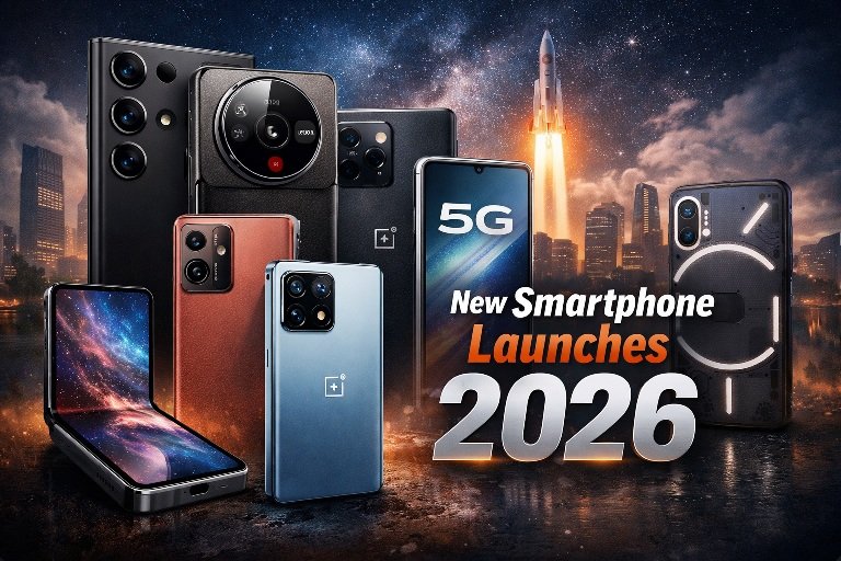 Upcoming devices showing New Smartphone Launches Happening in 2026 including flagship and budget phones