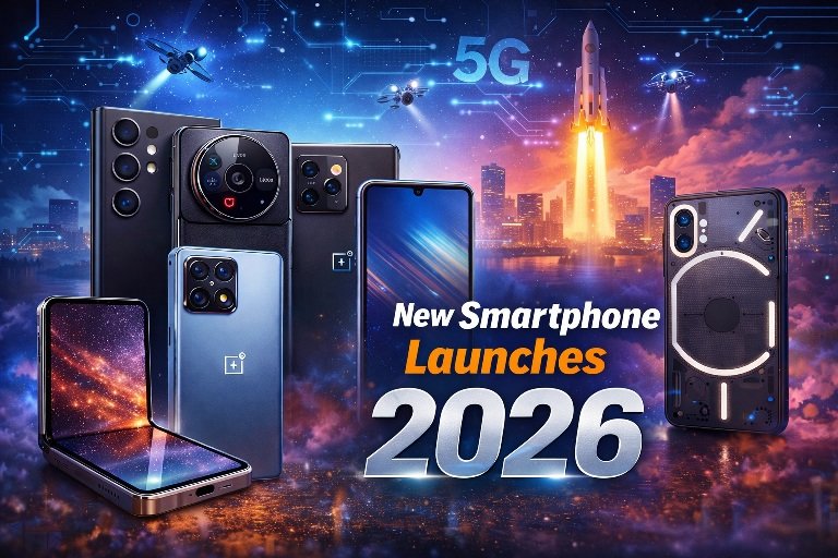 Upcoming devices showing New Smartphone Launches Happening in 2026 including flagship and budget phones