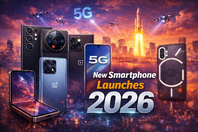 Upcoming devices showing New Smartphone Launches Happening in 2026 including flagship and budget phones