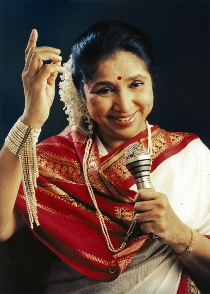 Asha Bhosale death news tribute image with legendary singer portrait
