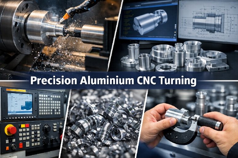 precision aluminium CNC turning process on high-speed CNC lathe machine