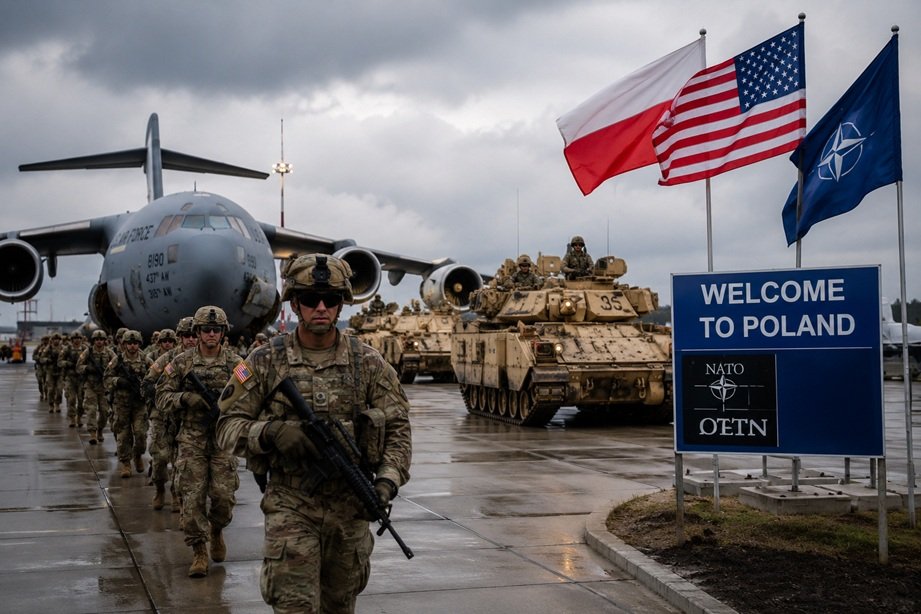 Trump troops to Poland announcement with US soldiers and NATO forces in Eastern Europe