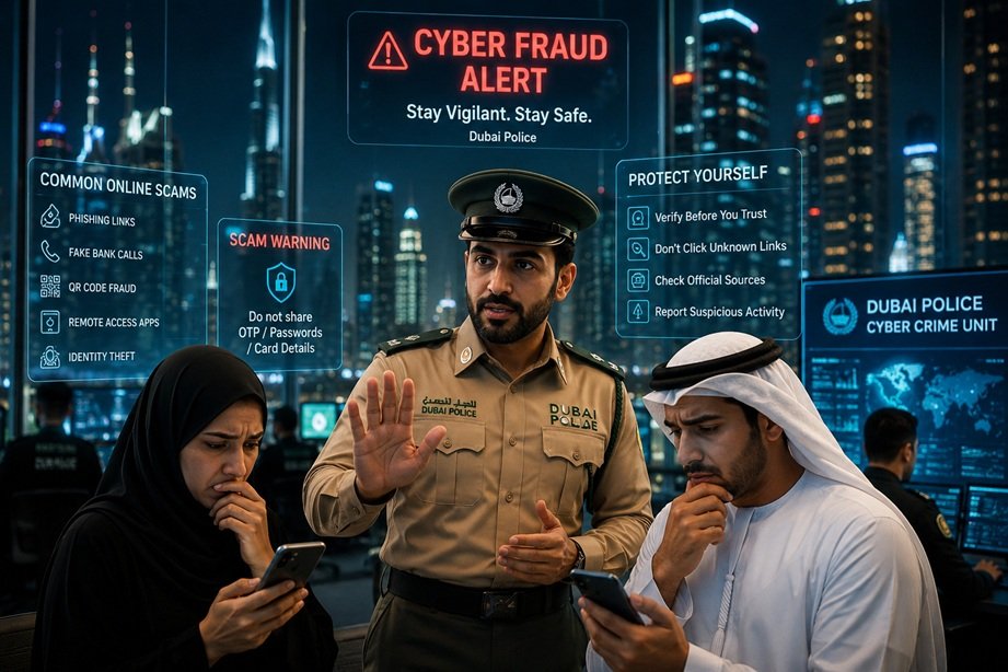 Dubai Police cyber fraud alert warning about online banking scams