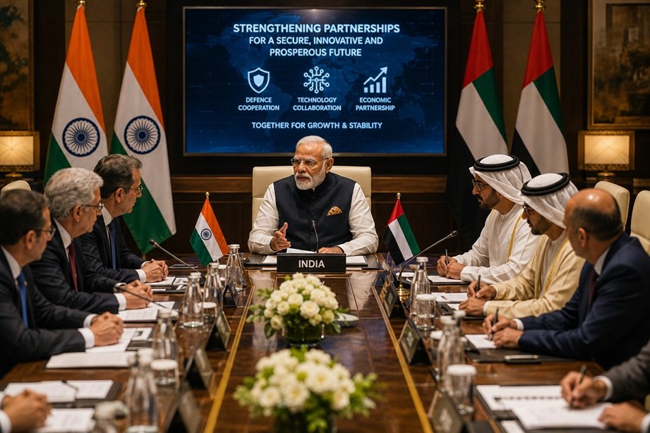 Modi UAE Five-Nation Visit begins with PM Narendra Modi arriving in UAE for strategic diplomatic talks