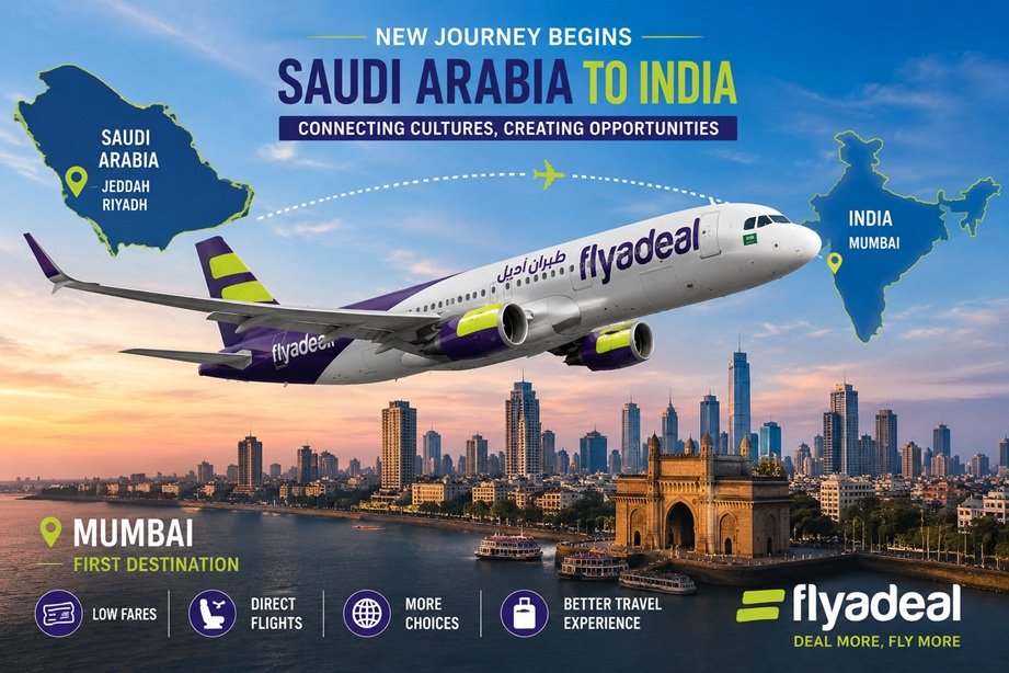 Saudi budget airline India route connecting Mumbai and Saudi Arabia through flyadeal expansion