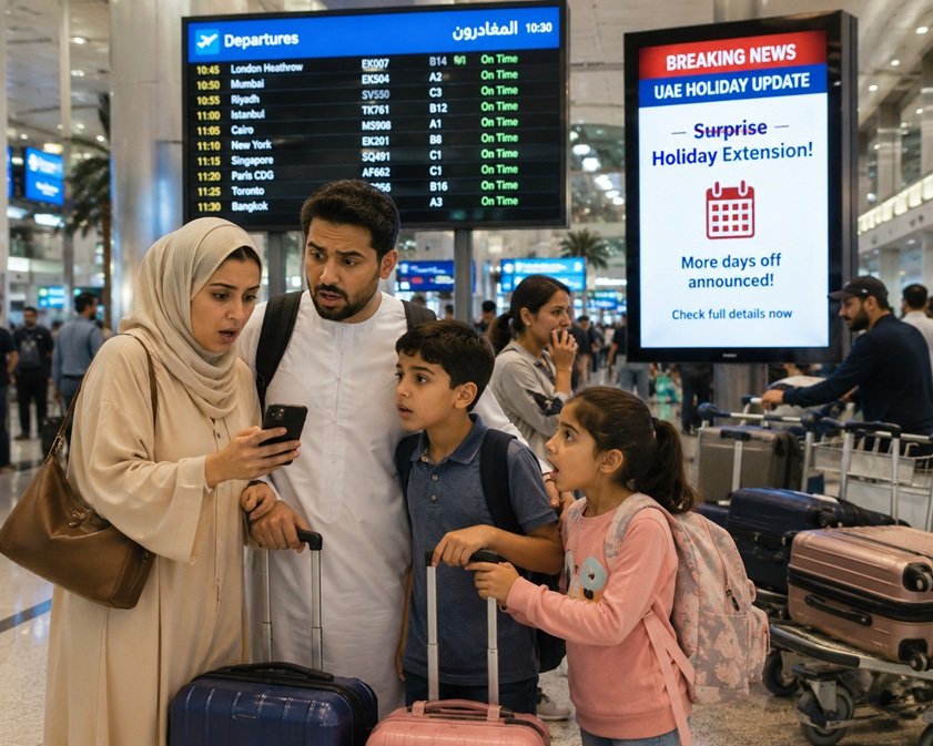 UAE Holiday Update Shock residents reacting to surprise holiday news at UAE airport