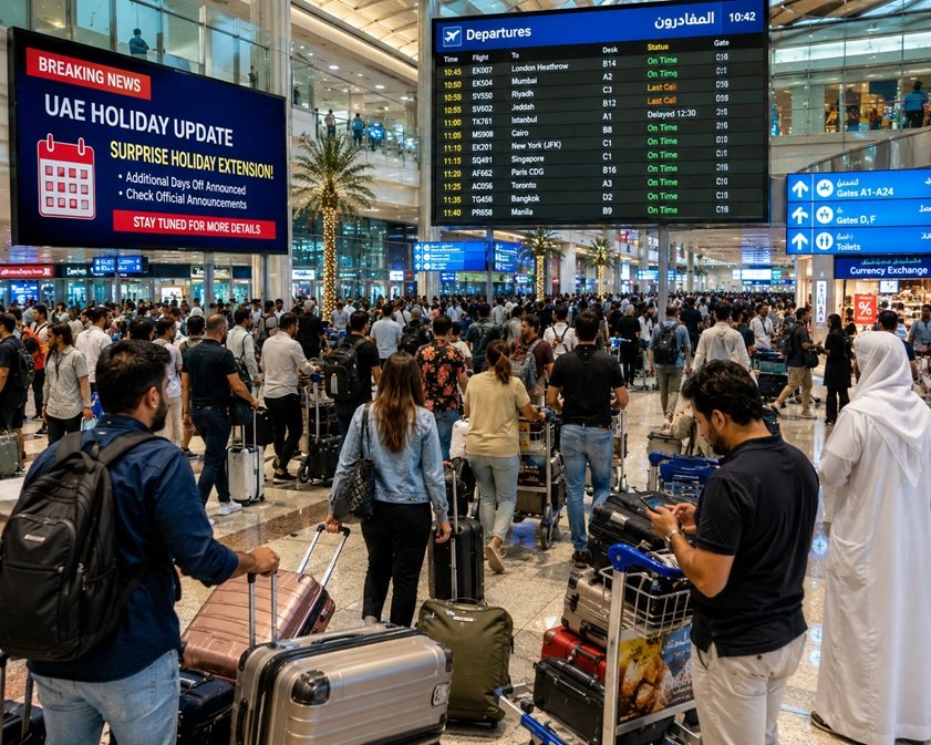 UAE Holiday Update Shock residents reacting to surprise holiday news at UAE airport