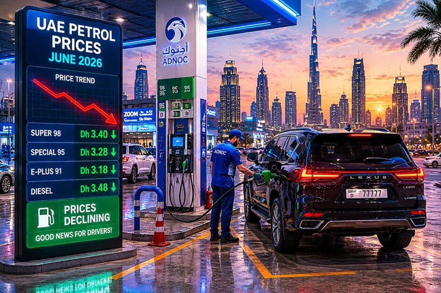 UAE petrol prices June 2026 fuel rate drop prediction at Dubai petrol station