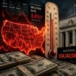 Economic Fever in America illustrated with inflation charts, U.S. economy indicators, and rising national debt
