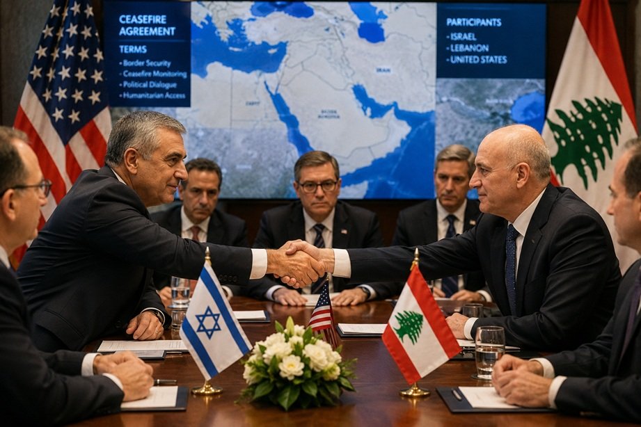 Israel Lebanon Ceasefire Deal negotiations between Israeli, Lebanese, and U.S. officials discussing regional peace and security