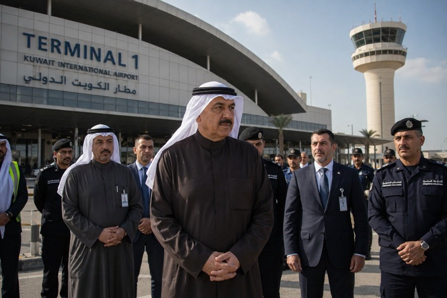 Kuwait PM Airport Visit during Terminal 1 inspection and recovery efforts at Kuwait International Airport
