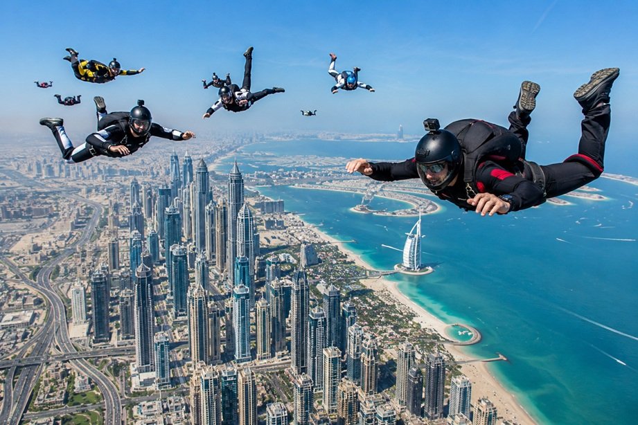 Skydive Dubai Resumes Activities with tandem skydivers above Palm Jumeirah
