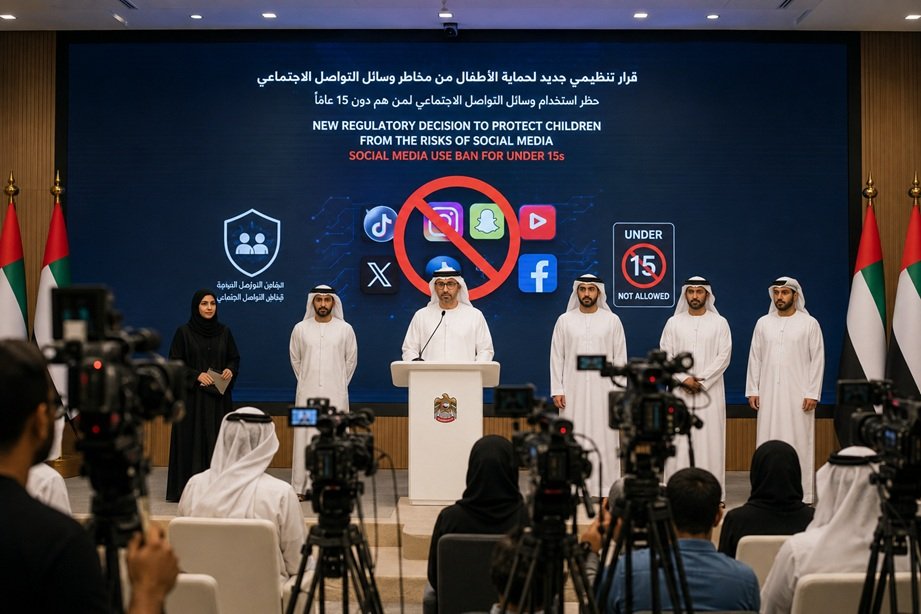 UAE Social Media Ban for children under 15 with age verification and online safety regulations