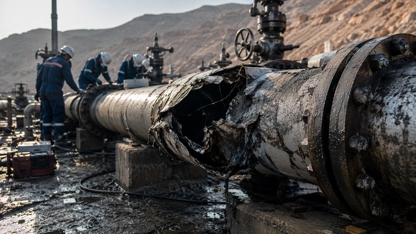 Iran Natural Gas Loss showing damaged gas infrastructure and 230 million cubic metres daily production decline
