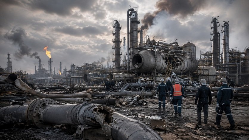 Iran Natural Gas Loss showing damaged gas infrastructure and 230 million cubic metres daily production decline