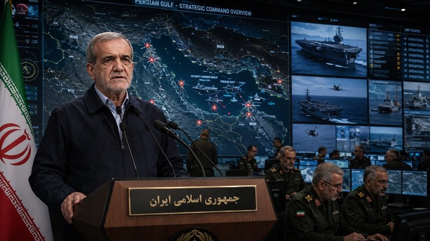 Iran US Full-Scale War showing Gulf tensions, Houthi blockade, Strait of Hormuz, and regional military escalation in 2026